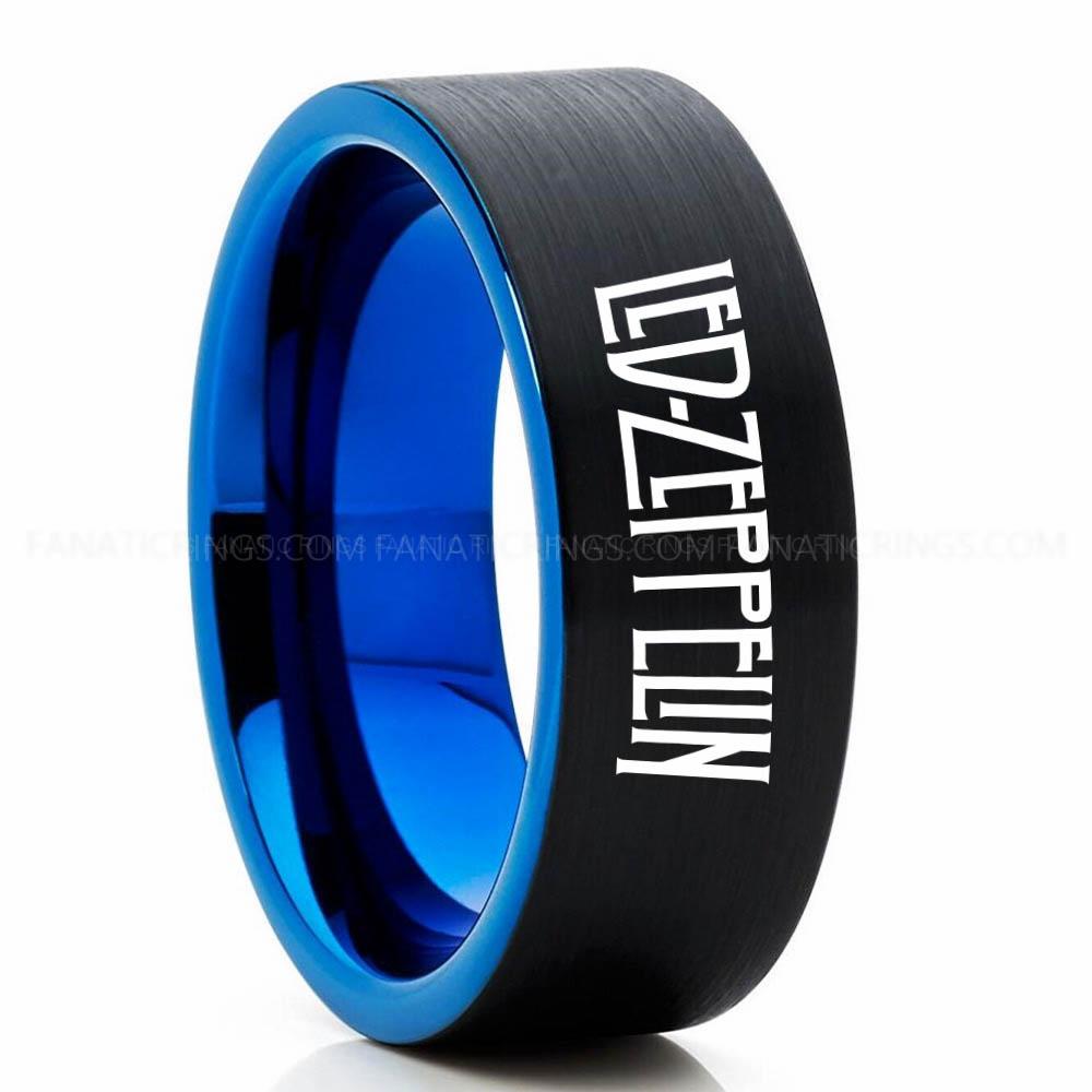 Led Zeppelin Black Blue Led Zeppelin Ring, Led Zeppelin Wedding Band, Led Zeppelin Wedding Ring, Led Zeppelin Jewelry - Image 1
