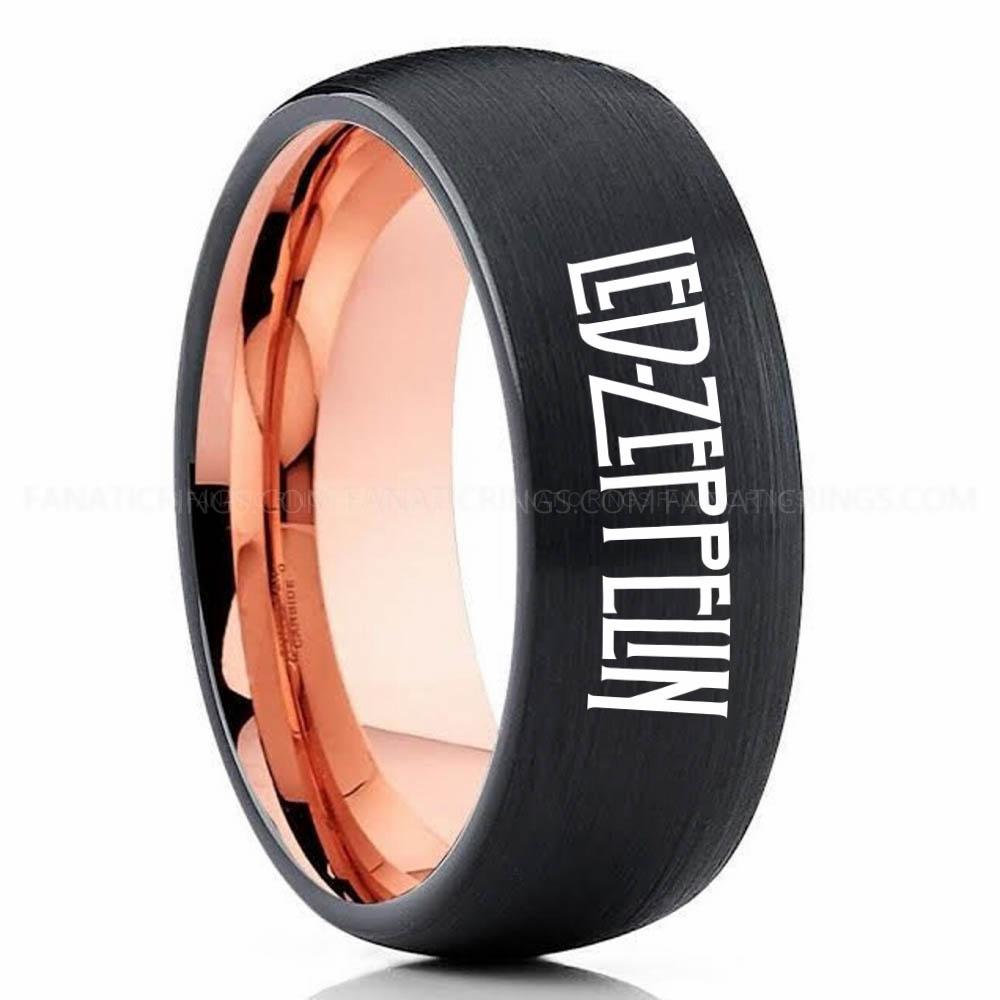 Led Zeppelin Black Pink 2 Led Zeppelin Ring, Led Zeppelin Wedding Band, Led Zeppelin Wedding Ring, Led Zeppelin Jewelry - Image 1