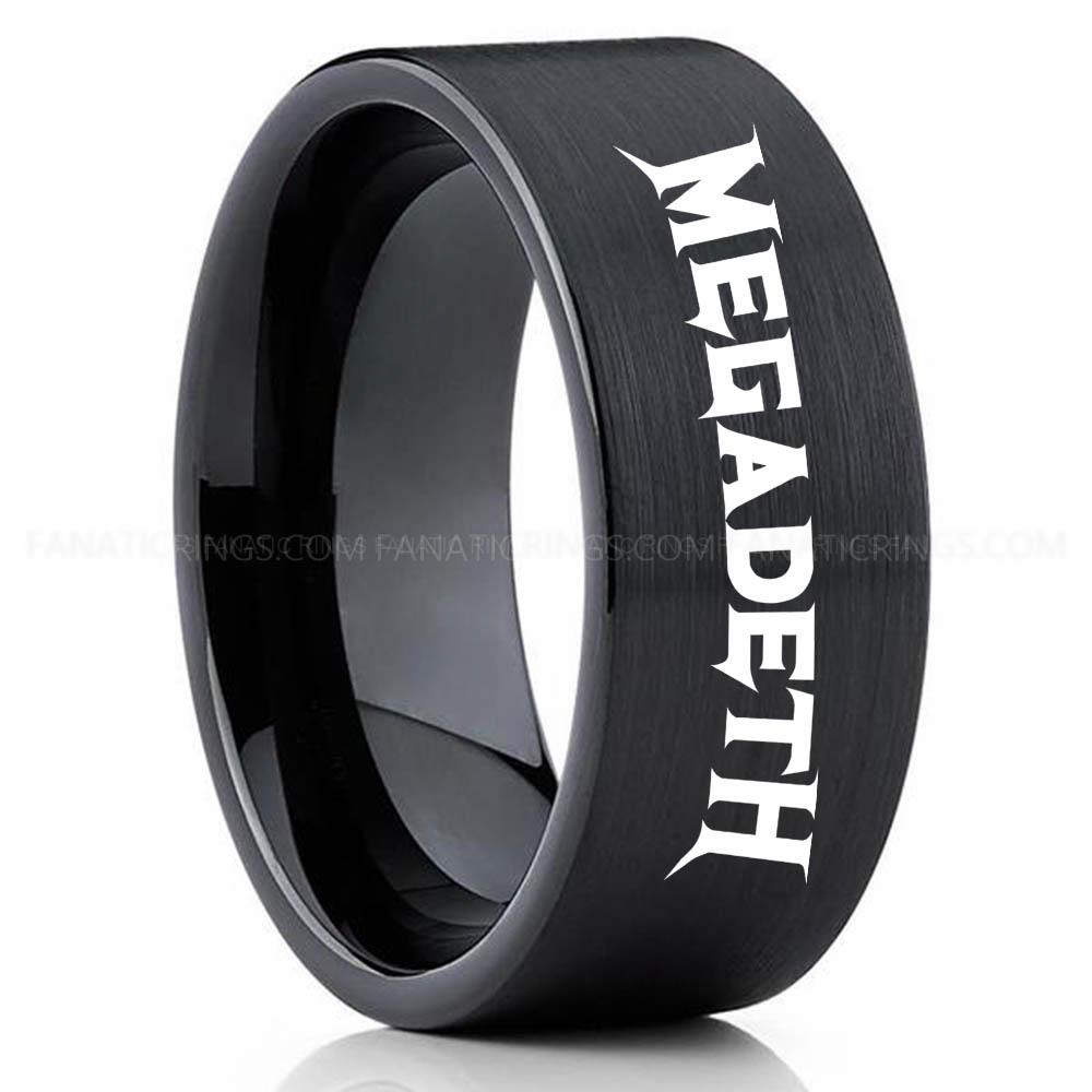 MEgadeth Black 2 Megadeath Ring, Megadeath Wedding Band, Megadeath Wedding Ring, Heavy Metal Jewelry - Image 1