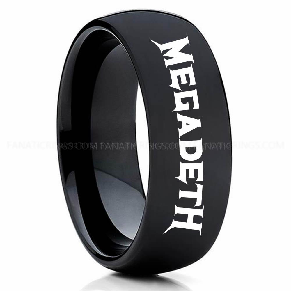 MEgadeth Black 3 Megadeath Ring, Megadeath Wedding Band, Megadeath Wedding Ring, Heavy Metal Jewelry - Image 1
