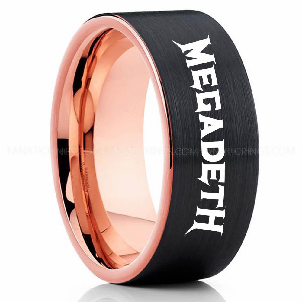 MEgadeth Black Pink Megadeath Ring, Megadeath Wedding Band, Megadeath Wedding Ring, Heavy Metal Jewelry - Image 1
