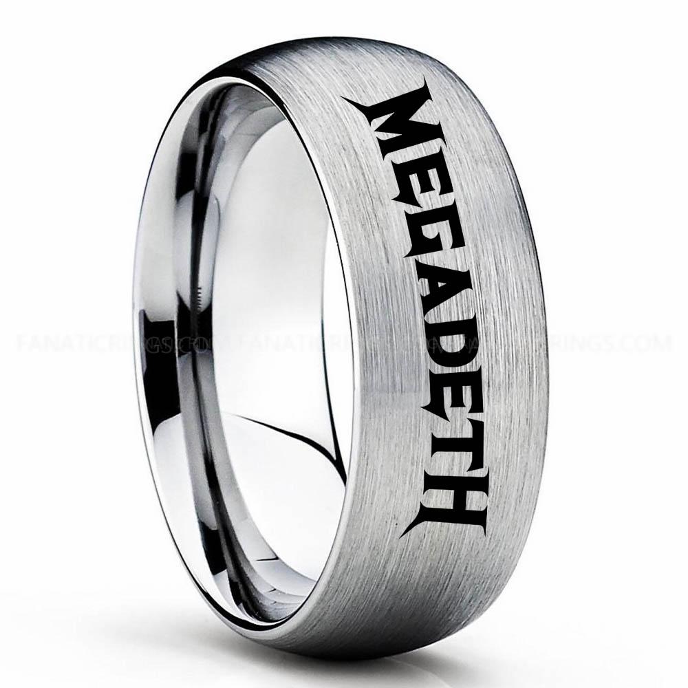 MEgadeth Silver Megadeath Ring, Megadeath Wedding Band, Megadeath Wedding Ring, Heavy Metal Jewelry - Image 1