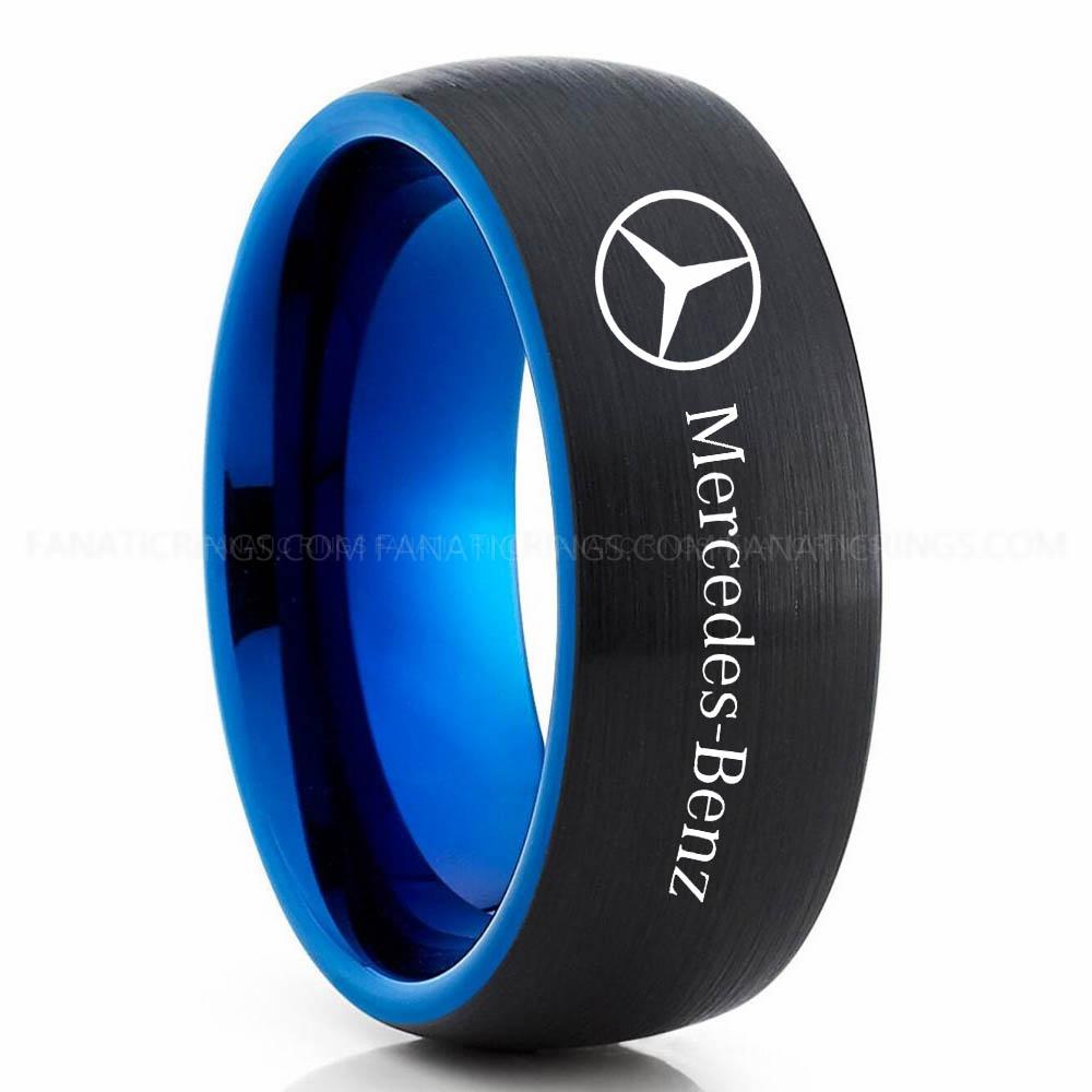 Mercedes Black Blue 2 Mercedes Ring, Mercedes Benz Wedding Ring, Mercedes Benz Wedding Ring, Mercedes Jewelry - Image 1
