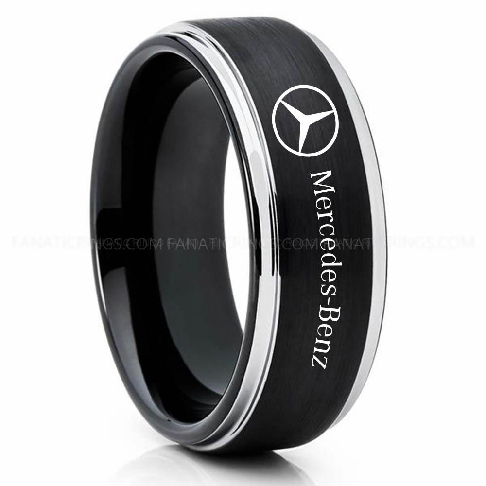 Mercedes Black Silver Mercedes Ring, Mercedes Benz Wedding Ring, Mercedes Benz Wedding Ring, Mercedes Jewelry - Image 1