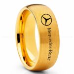 Mercedes Ring, Gold Mercedes Ring, Gold Tungsten Ring, Mercedes Benz Wedding Ring