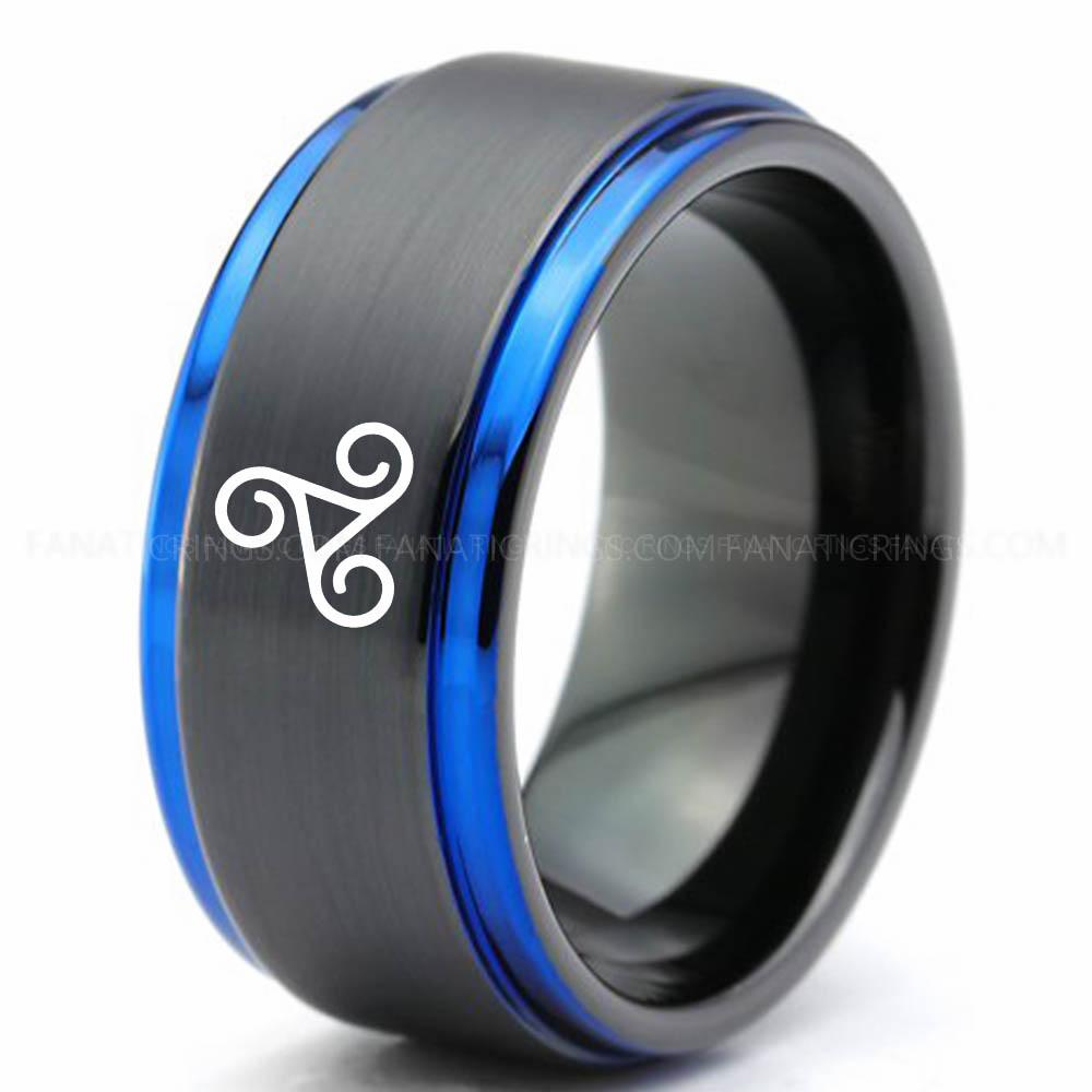 Merlin Walking Dead Black Bliue Merlin Ring, Merlin Wedding Band, Merlin Wedding Ring, Merlin Jewelry - Image 1