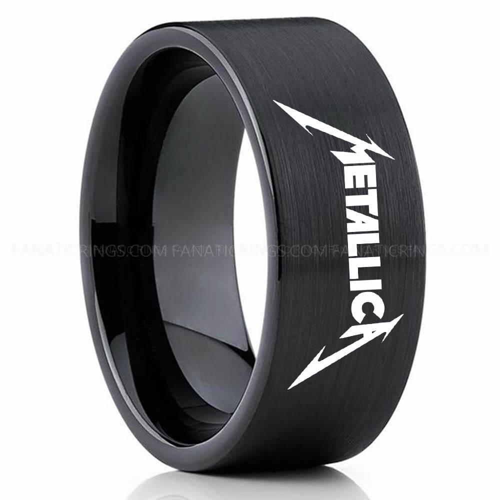 Metallica Black 2 Metallica Ring, Metallica Wedding Band, Metallica Wedding Ring, Metallica Jewelry - Image 1