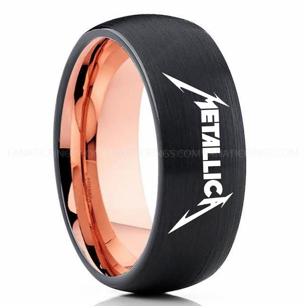 Metallica Black Pink 3 Metallica Ring, Metallica Wedding Band, Metallica Wedding Ring, Metallica Jewelry - Image 1