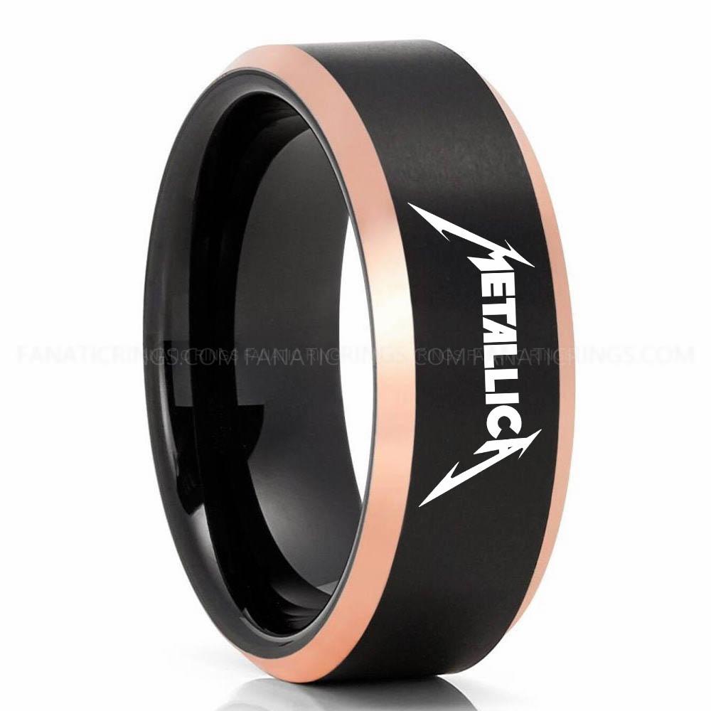 Metallica Black Pink 4 Metallica Ring, Metallica Wedding Band, Metallica Wedding Ring, Metallica Jewelry - Image 1