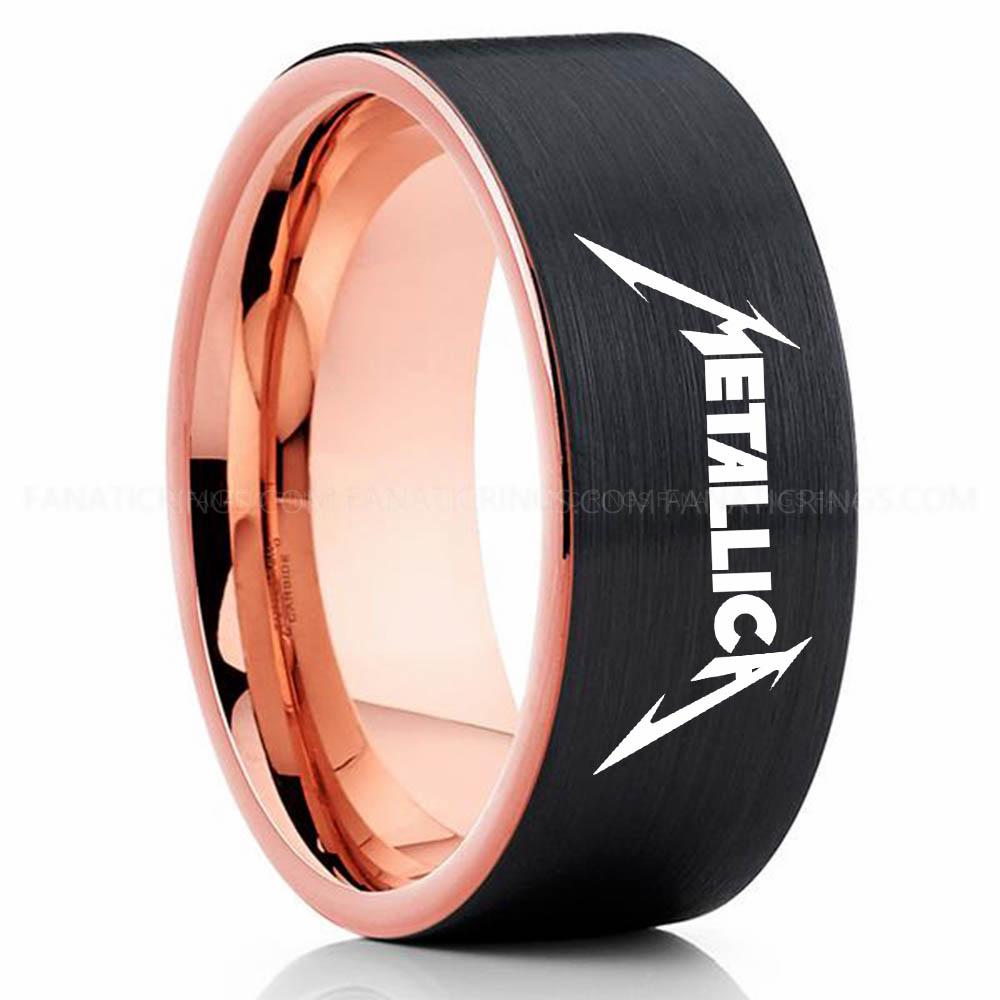 Metallica Black Pink Metallica Ring, Metallica Wedding Band, Metallica Wedding Ring, Metallica Jewelry - Image 1