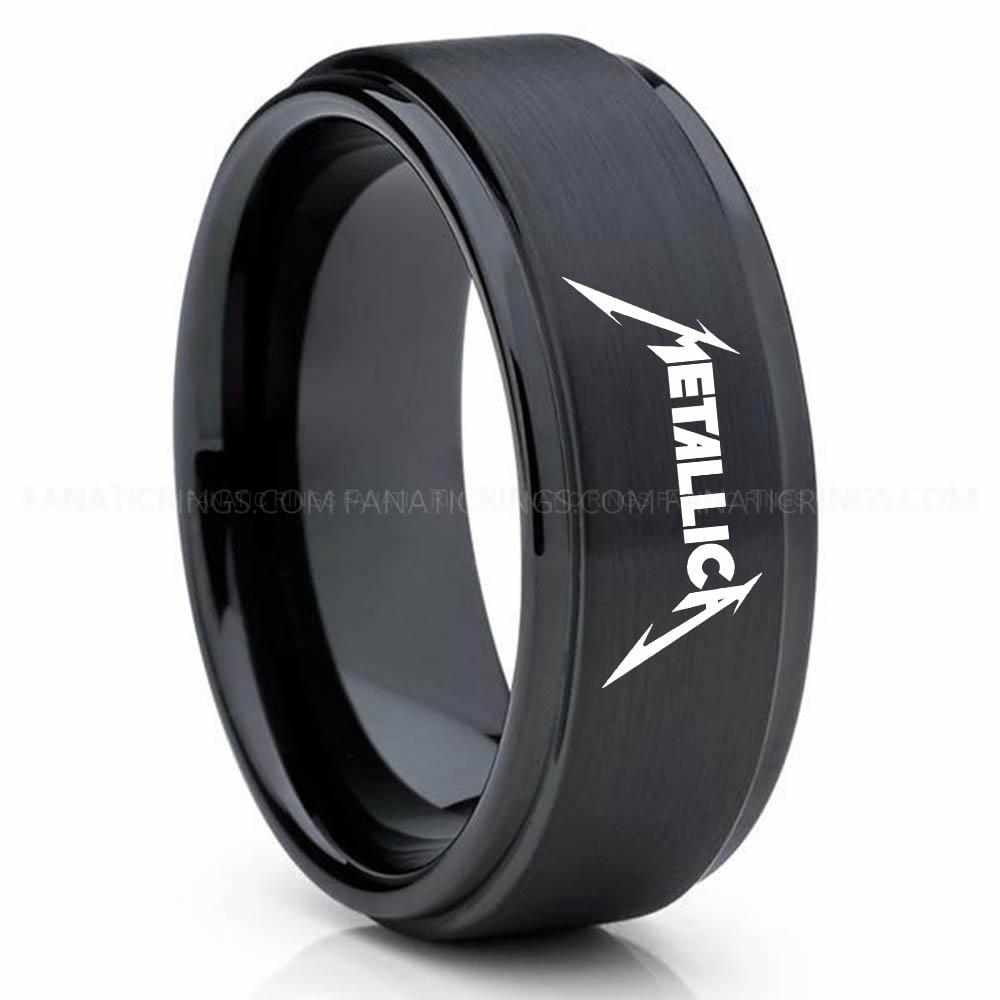 Metallica Black Metallica Ring, Metallica Wedding Band, Metallica Wedding Ring, Metallica Jewelry - Image 1