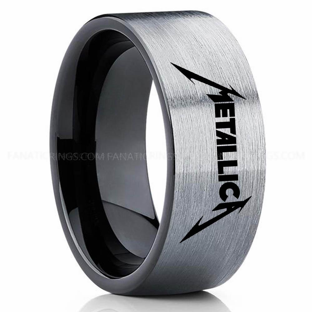 Metallica Silver 2 Metallica Ring, Metallica Wedding Band, Metallica Wedding Ring, Metallica Jewelry - Image 1