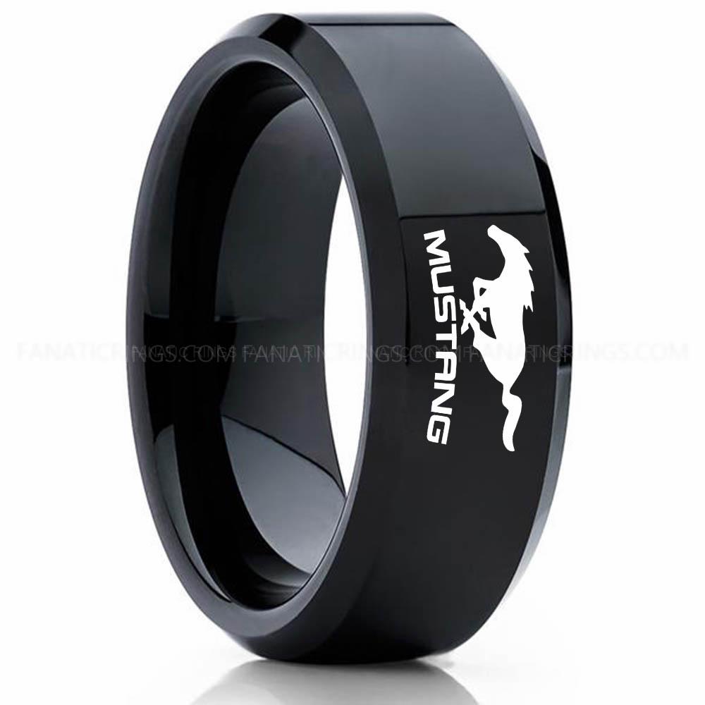Mustang Black 2 Mustang Ring, Ford Mustang Ring, Mustang Wedding Band, Mustang Wedding Ring, Ford Mustang Jewelry - Image 1