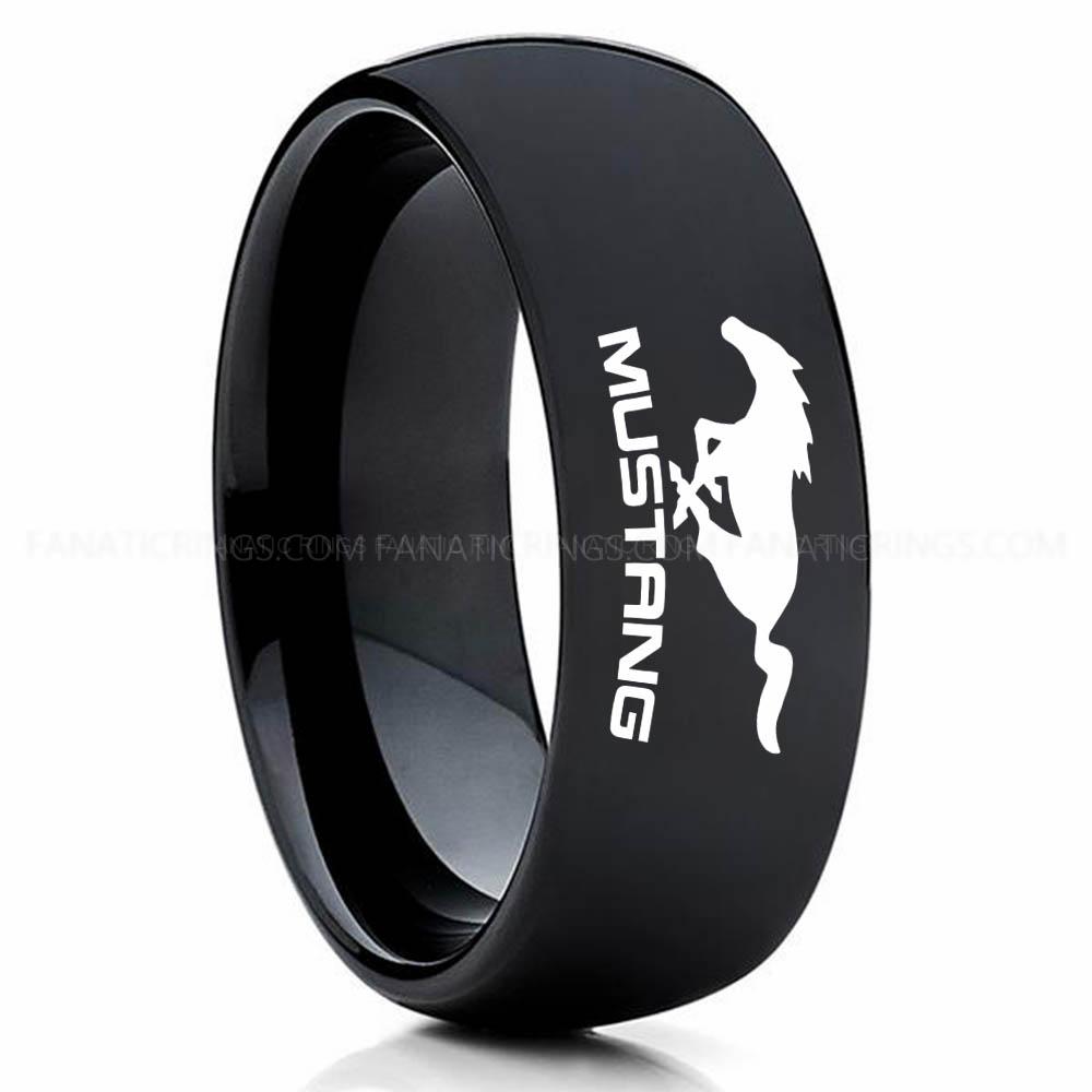 Mustang Black 3 Mustang Ring, Ford Mustang Ring, Mustang Wedding Band, Mustang Wedding Ring, Ford Mustang Jewelry - Image 1