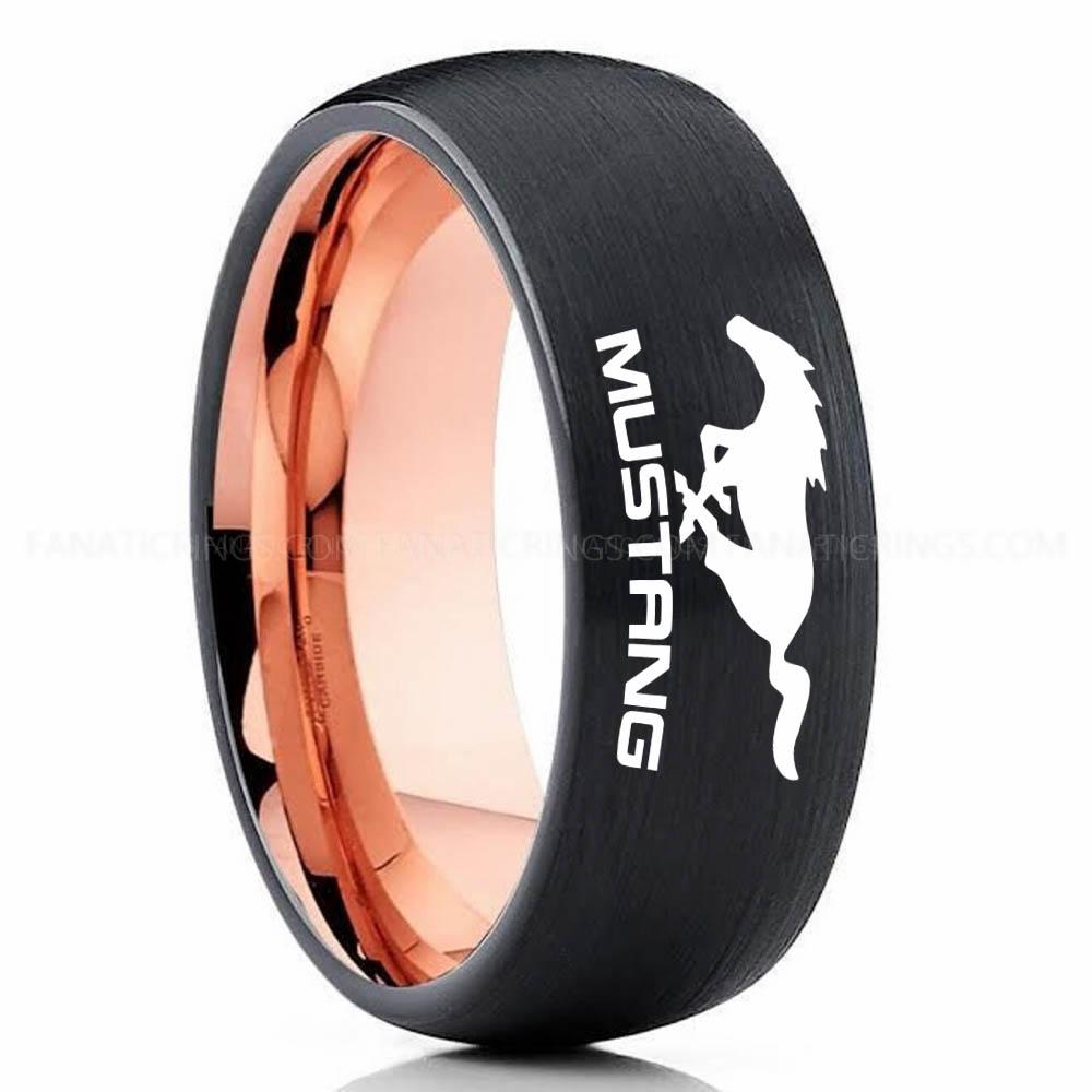 Mustang Black Pink 2 Mustang Ring, Ford Mustang Ring, Mustang Wedding Band, Mustang Wedding Ring, Ford Mustang Jewelry - Image 1
