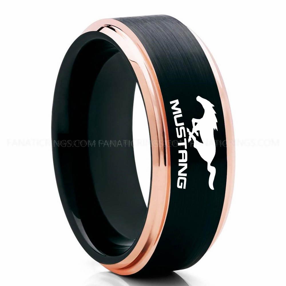 Mustang Black Pink Mustang Ring, Ford Mustang Ring, Mustang Wedding Band, Mustang Wedding Ring, Ford Mustang Jewelry - Image 1