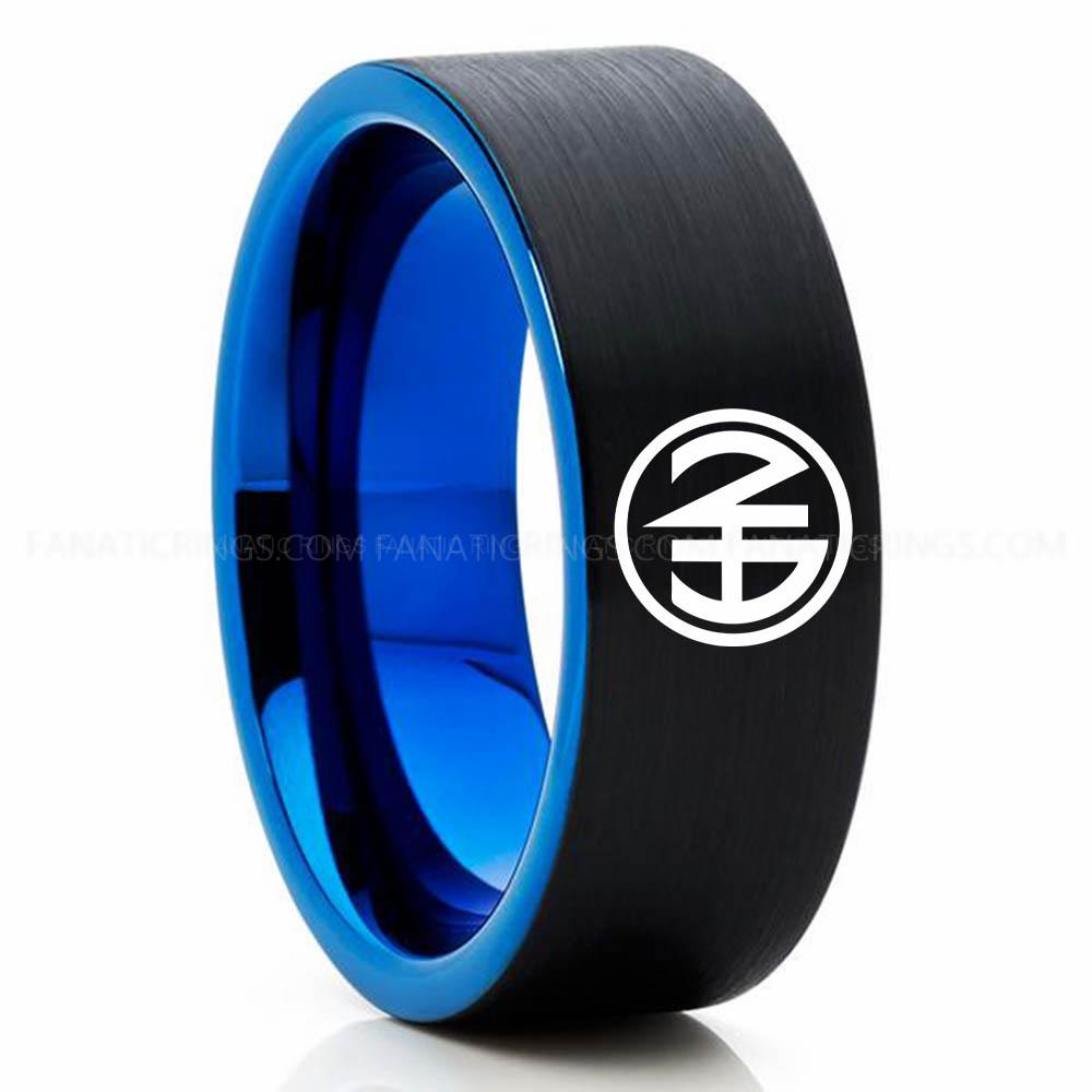 NASA 1 Black Blue 2 Narcotics Anonymous Ring, Narcotics Anonymous Wedding Band, Narcotics Anonymous Wedding Ring, Narcotics Anonymous Jewelry - Image 1