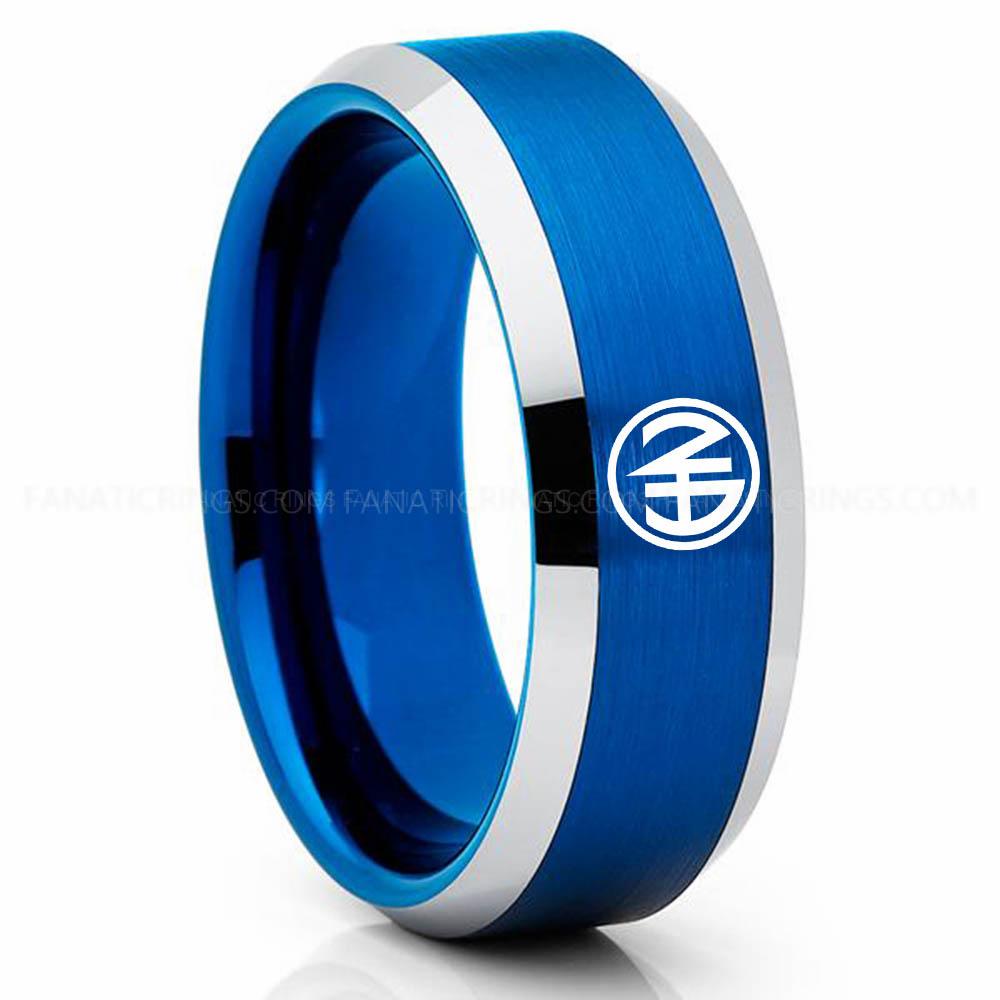 NASA 1 Blue Silver Narcotics Anonymous Ring, Narcotics Anonymous Wedding Band, Narcotics Anonymous Wedding Ring, Narcotics Anonymous Jewelry - Image 1