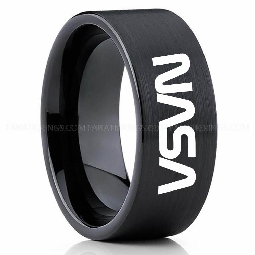 NASA Black 4 NASA Ring, NASA Wedding Band, NASA Wedding Ring, NASA Jewelry - Image 1