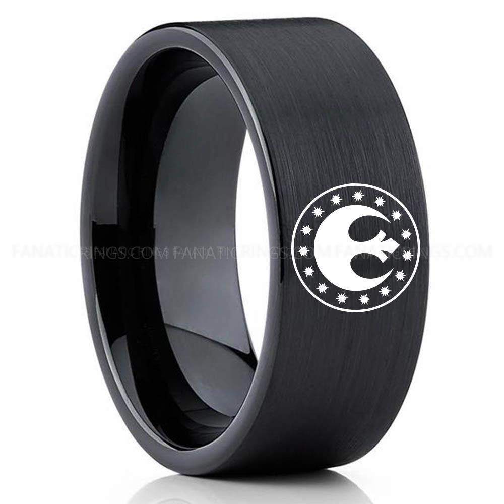 New Republic Black (3) New Republic Ring, Star Wars Ring, Star Wars Wedding Band, Star Wars Wedding Ring - Image 1