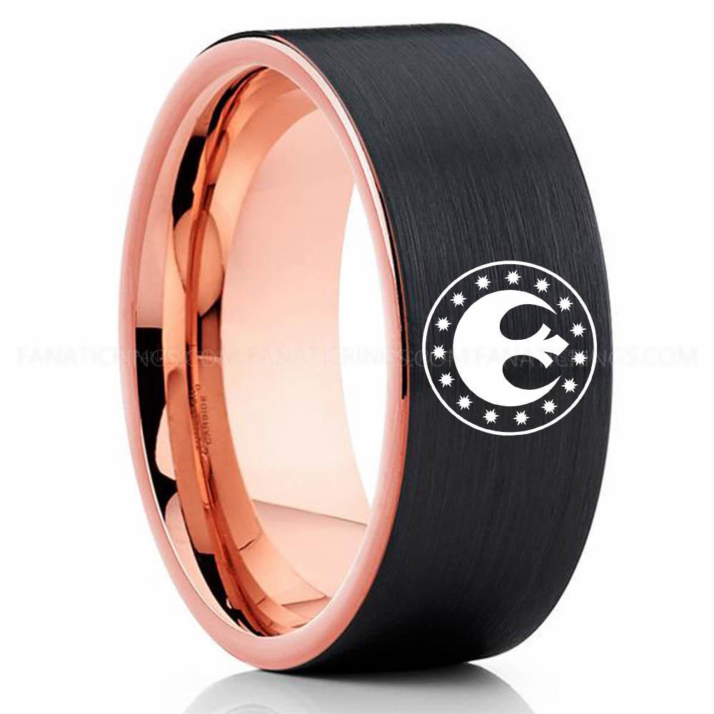 New Republic Black Pink (4) New Republic Ring, Star Wars Ring, Star Wars Wedding Band, Star Wars Wedding Ring - Image 1