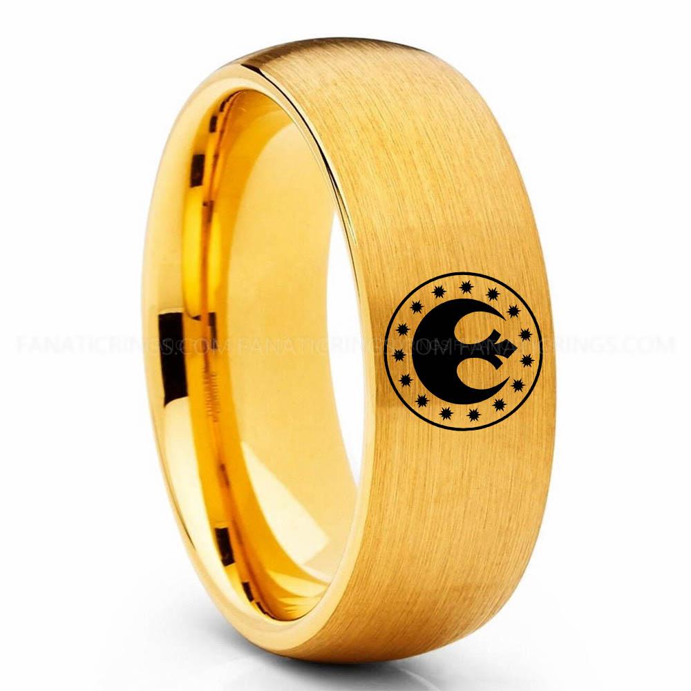New Republic Yellow New Republic Ring, Star Wars Ring, Star Wars Wedding Band, Star Wars Wedding Ring - Image 1