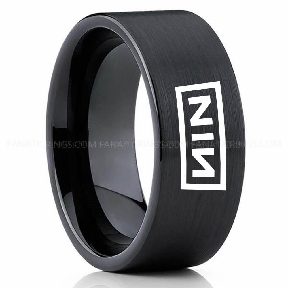 Nin Black 2 Nine Inch Nails Ring, Nine Inch Nails Wedding Band, Nine Inch Nails Wedding Ring, Nine Inch Nails Jewelry - Image 1