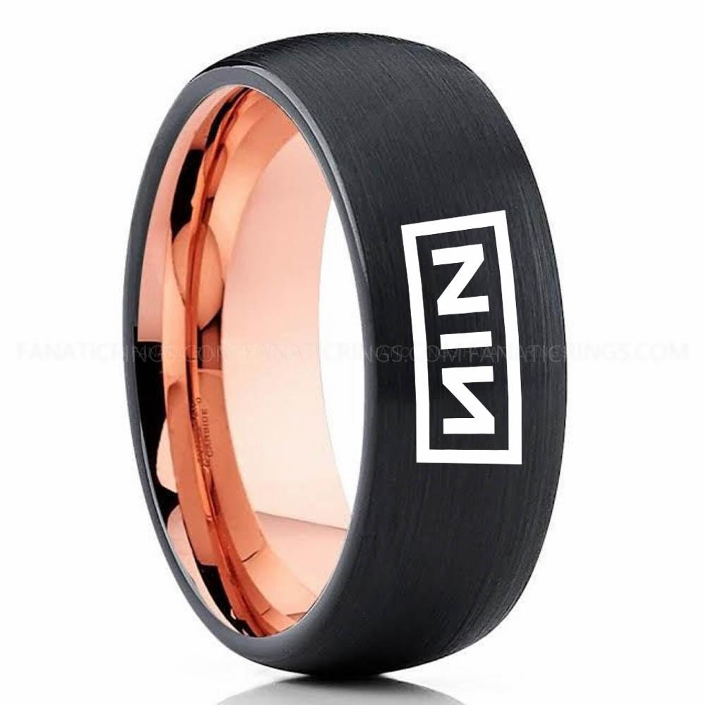 Nin Black Pink 3 Nine Inch Nails Ring, Nine Inch Nails Wedding Band, Nine Inch Nails Wedding Ring, Nine Inch Nails Jewelry - Image 1