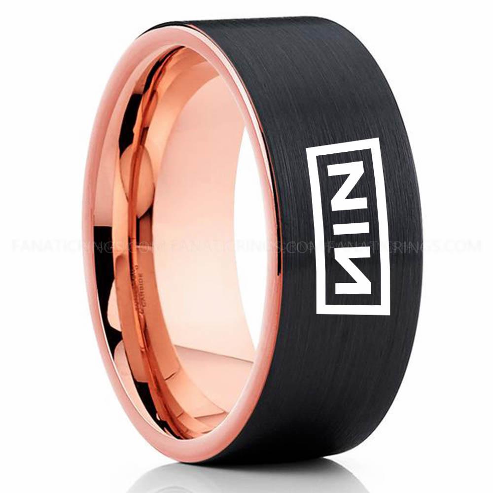 Nin Black Pink Nine Inch Nails Ring, Nine Inch Nails Wedding Band, Nine Inch Nails Wedding Ring, Nine Inch Nails Jewelry - Image 1