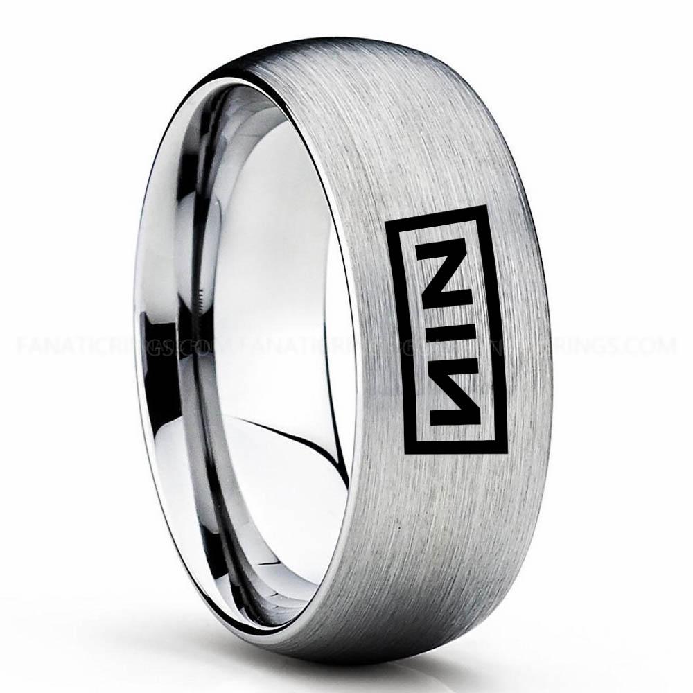 Nin Silver Nine Inch Nails Ring, Nine Inch Nails Wedding Band, Nine Inch Nails Wedding Ring, Nine Inch Nails Jewelry - Image 1