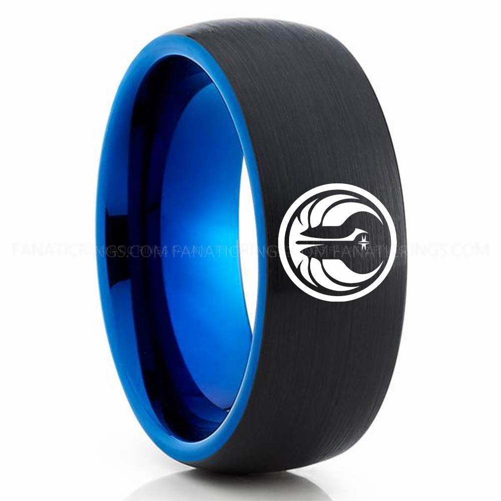 Old Galactic Black Blue (1) Old Republic Ring, Old Republic Wedding Band, Old Republic Wedding Ring, Old Republic Jewelry - Image 1