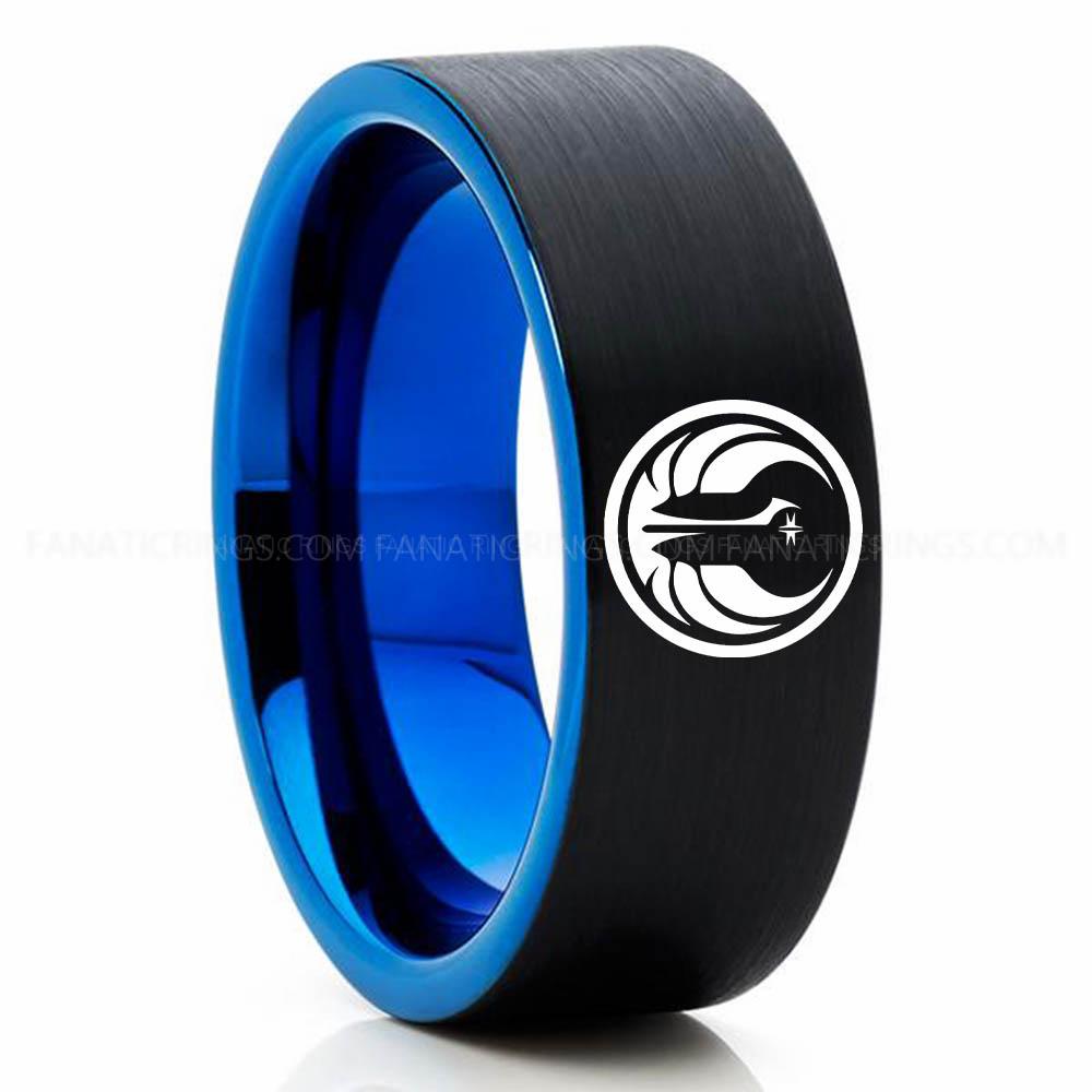 Old Galactic Black Blue (2) (1) Old Republic Ring, Old Republic Wedding Band, Old Republic Wedding Ring, Old Republic Jewelry - Image 1