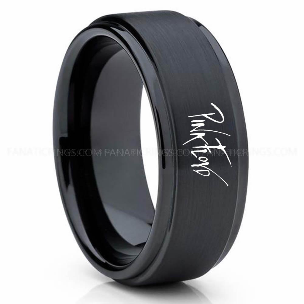 Pink Floyd Black 3 Pink Floyd Ring, Pink Floyd Wedding Band, Pink Floyd Wedding Ring, Pink Floyd Jewelry - Image 1