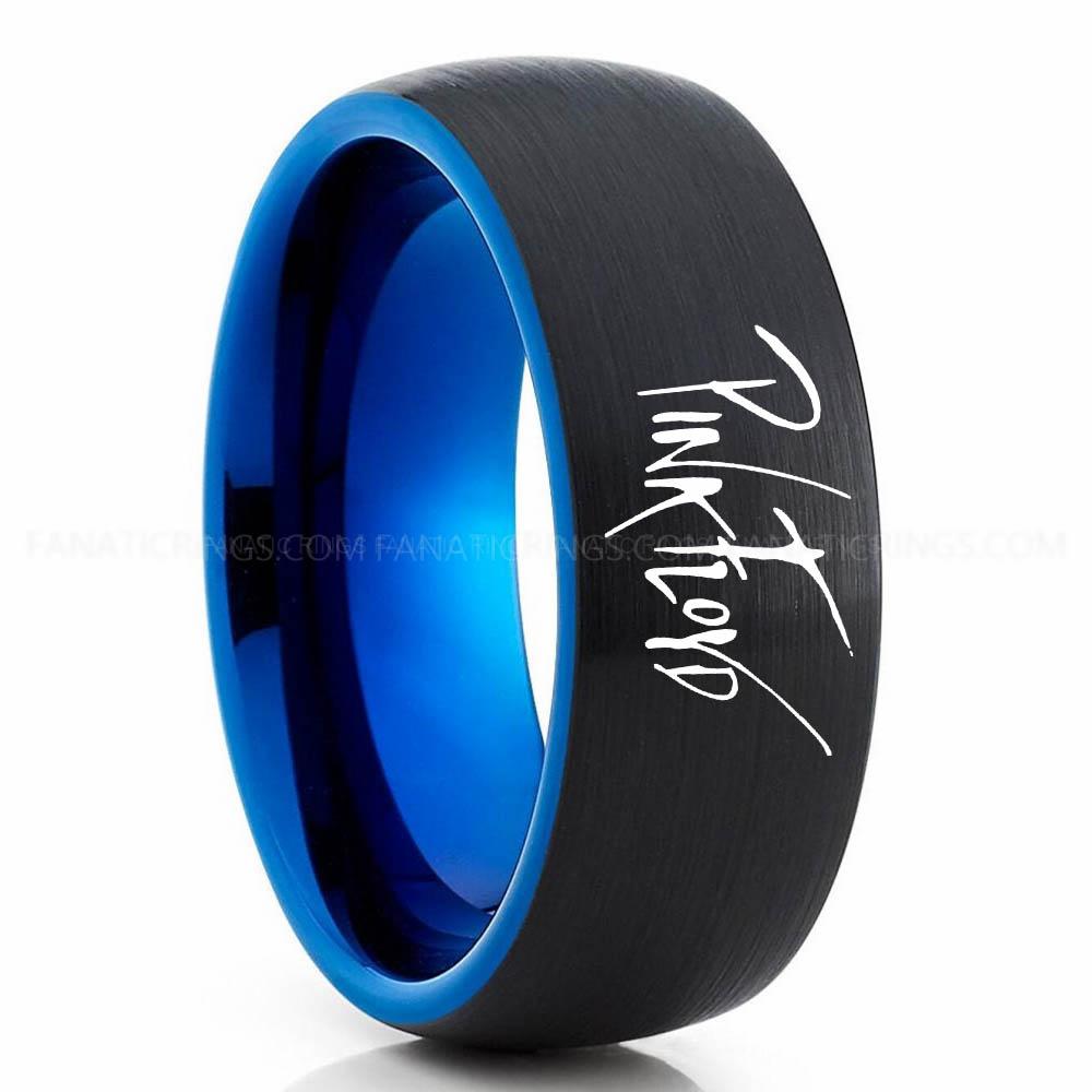 Pink Floyd Black Blue 2 Pink Floyd Ring, Pink Floyd Wedding Band, Pink Floyd Wedding Ring, Pink Floyd Jewelry - Image 1