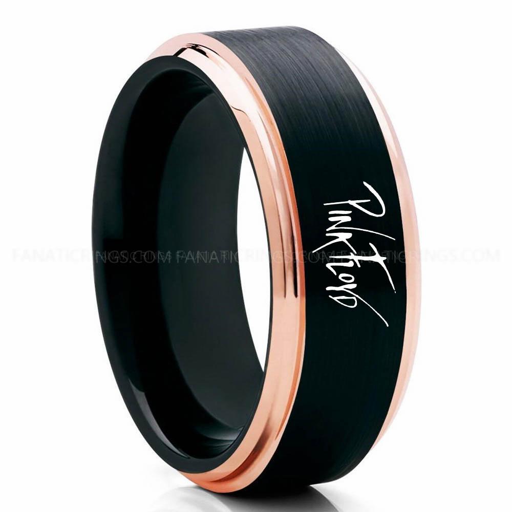 Pink Floyd Black Pink 3 Pink Floyd Ring, Pink Floyd Wedding Band, Pink Floyd Wedding Ring, Pink Floyd Jewelry - Image 1