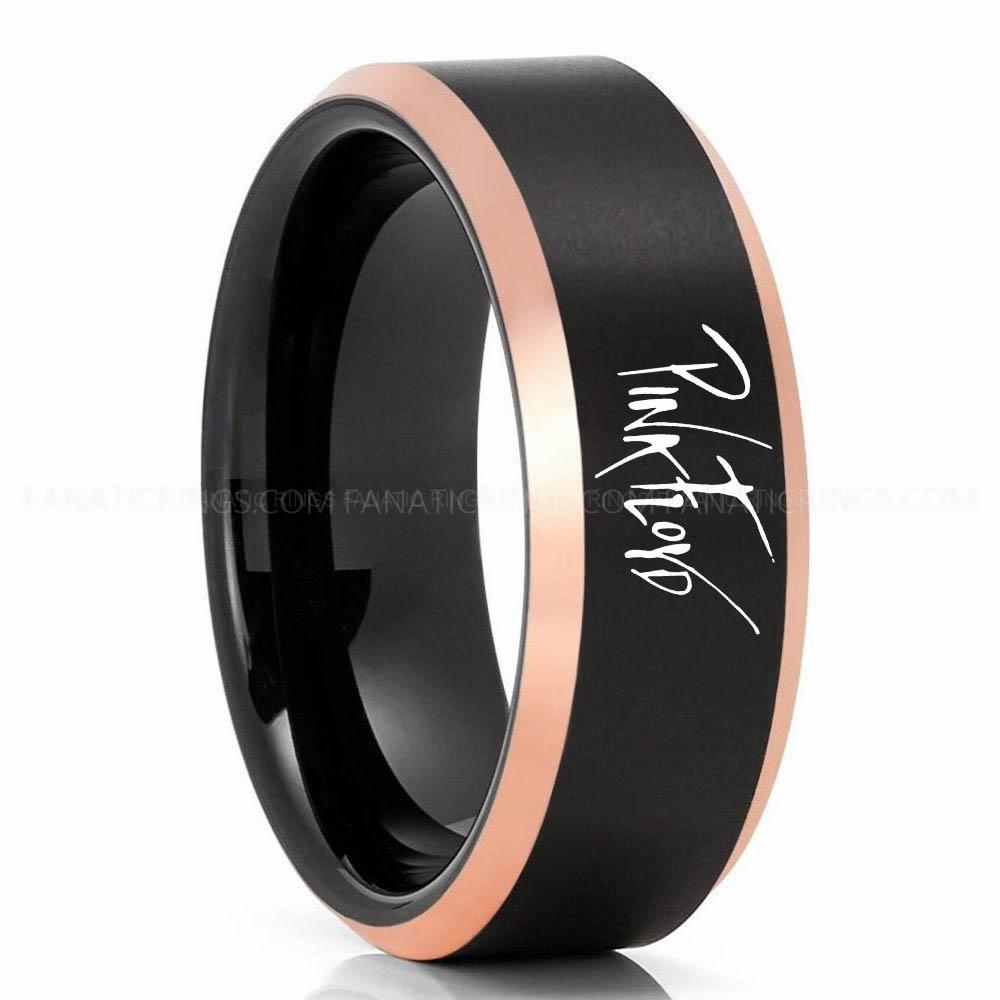 Pink Floyd Black Pink Pink Floyd Ring, Pink Floyd Wedding Band, Pink Floyd Wedding Ring, Pink Floyd Jewelry - Image 1
