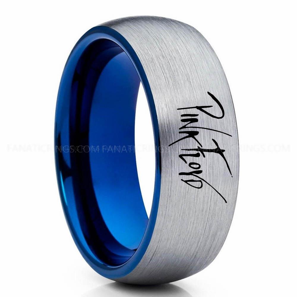 Pink Floyd Silver Blue Pink Floyd Ring, Pink Floyd Wedding Band, Pink Floyd Wedding Ring, Pink Floyd Jewelry - Image 1