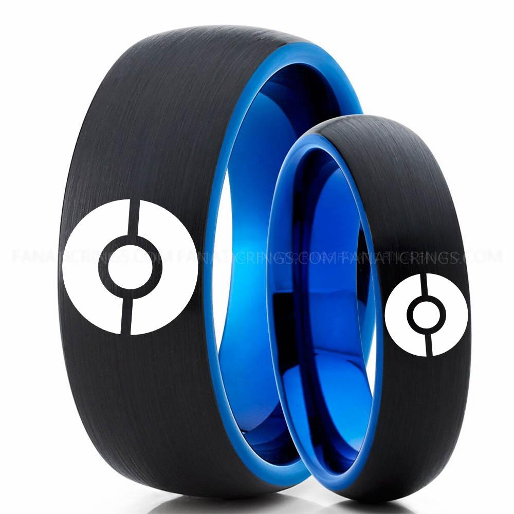 Pokemon Black Blue (3) Pokémon Ring, Pokémon Wedding Band, Pokémon Wedding Ring, Pokémon Jewelry - Image 1
