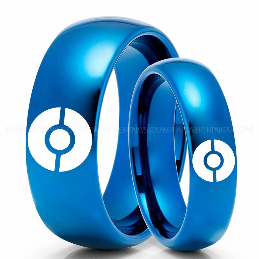 Pokemon Blue Couple Pokémon Ring, Pokémon Wedding Band, Pokémon Wedding Ring, Pokémon Jewelry - Image 1