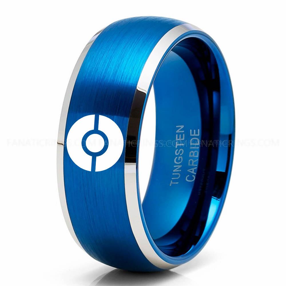 Pokemon Blue Silver Pokémon Ring, Pokémon Wedding Band, Pokémon Wedding Ring, Pokémon Jewelry - Image 1