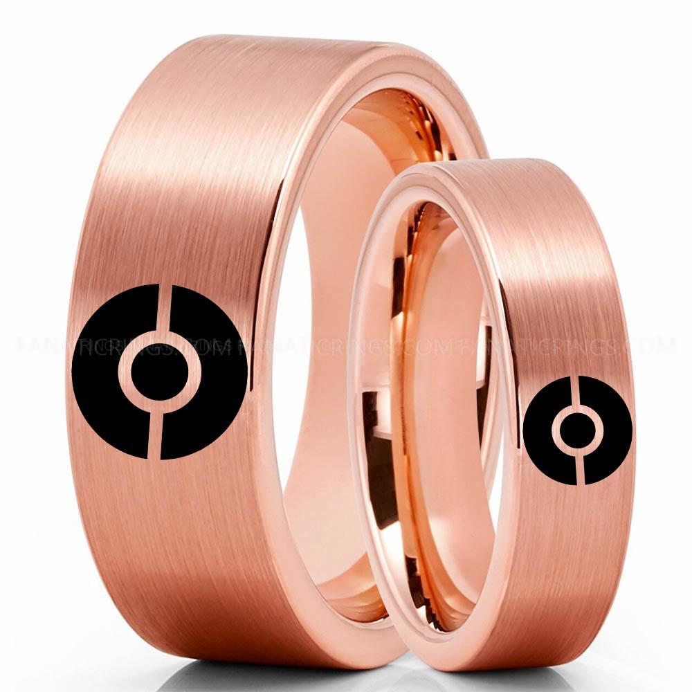Pokemon Couple Pink Pokémon Rings, Couple Rings, Pokémon Wedding Bands, Pokémon Wedding Rings, Pokémon Jewelry - Image 1