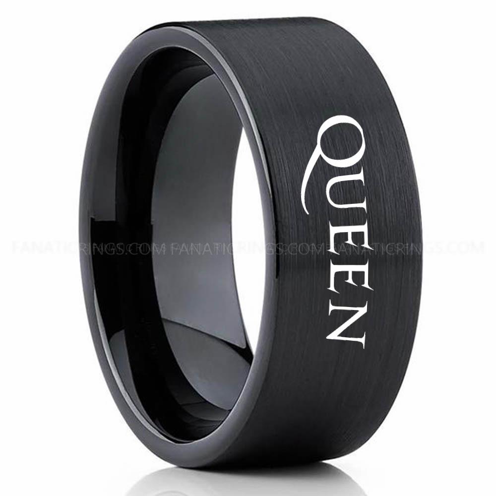 Queen Black 2 Queen Ring, Queen Wedding Band, Queen Wedding Ring, Rock and Roll Jewelry - Image 1