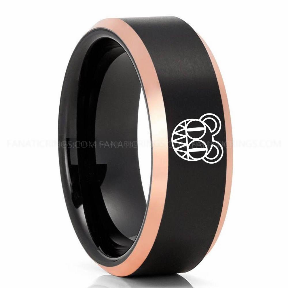 Radiohead Black Pink Radiohead Ring, Radiohead Wedding Band, Radiohead Wedding Ring, Radiohead Jewelry - Image 1
