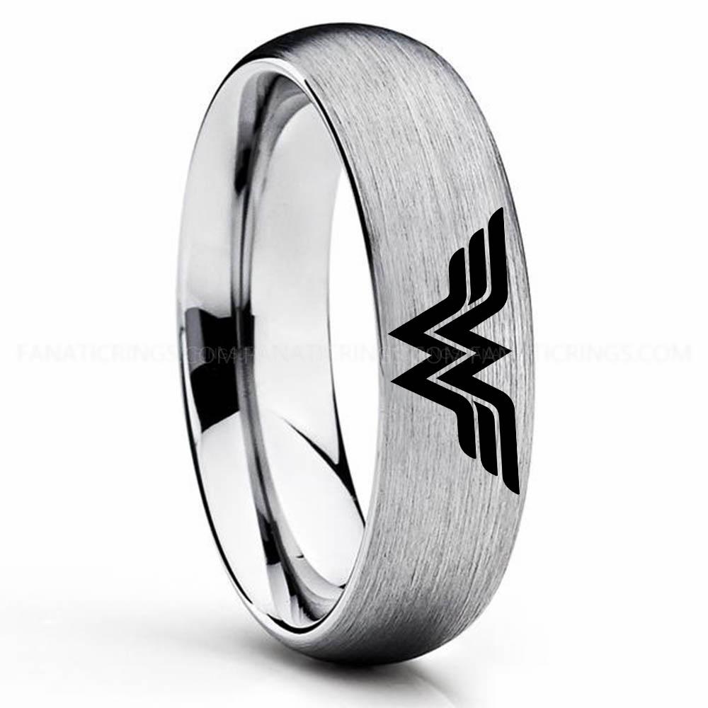 Silver 2 Wonder Woman Wonder Woman Ring, Wonder Woman Wedding Ring, Wonder Woman Wedding Band, Silver Wedding Ring, Wonder Woman Jewelry - Image 1