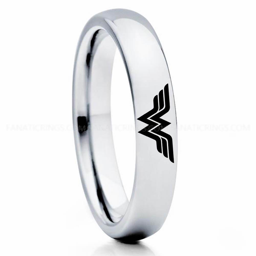 Silver 3 Wonder Woman Wonder Woman Ring, Wonder Woman Wedding Ring, Wonder Woman Wedding Band, Silver Wedding Ring, Wonder Woman Jewelry - Image 1