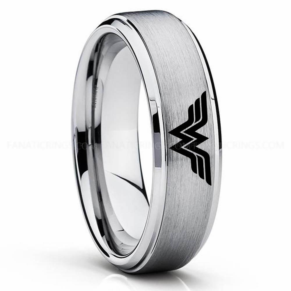 Silver 4 Wonder Woman Wonder Woman Ring, Wonder Woman Wedding Ring, Wonder Woman Wedding Band, Silver Wedding Ring, Wonder Woman Jewelry - Image 1