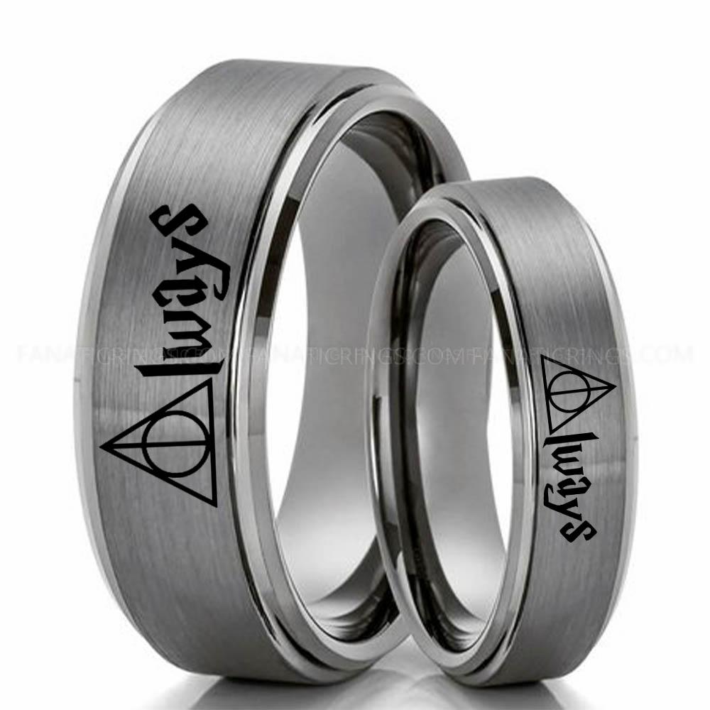 Silver Always Deathly Hallows Ring, Deathly Hallows Wedding Ring, Harry Potter Wedding Ring, Deathly Hallows Wedding Band, Harry Potter Jewelry - Image 1