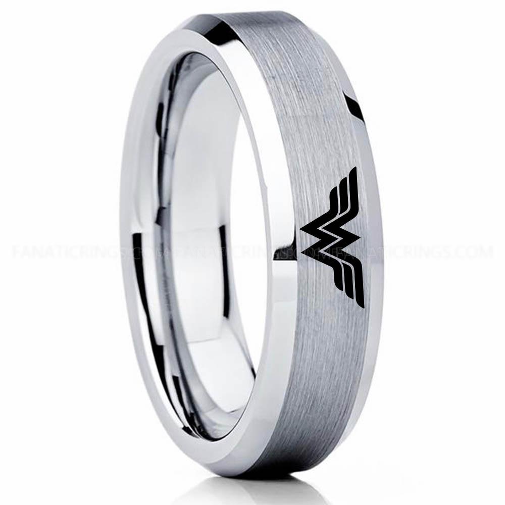 Silver Wonder Woman Wonder Woman Ring, Wonder Woman Wedding Ring, Wonder Woman Wedding Band, Silver Wedding Ring, Wonder Woman Jewelry - Image 1