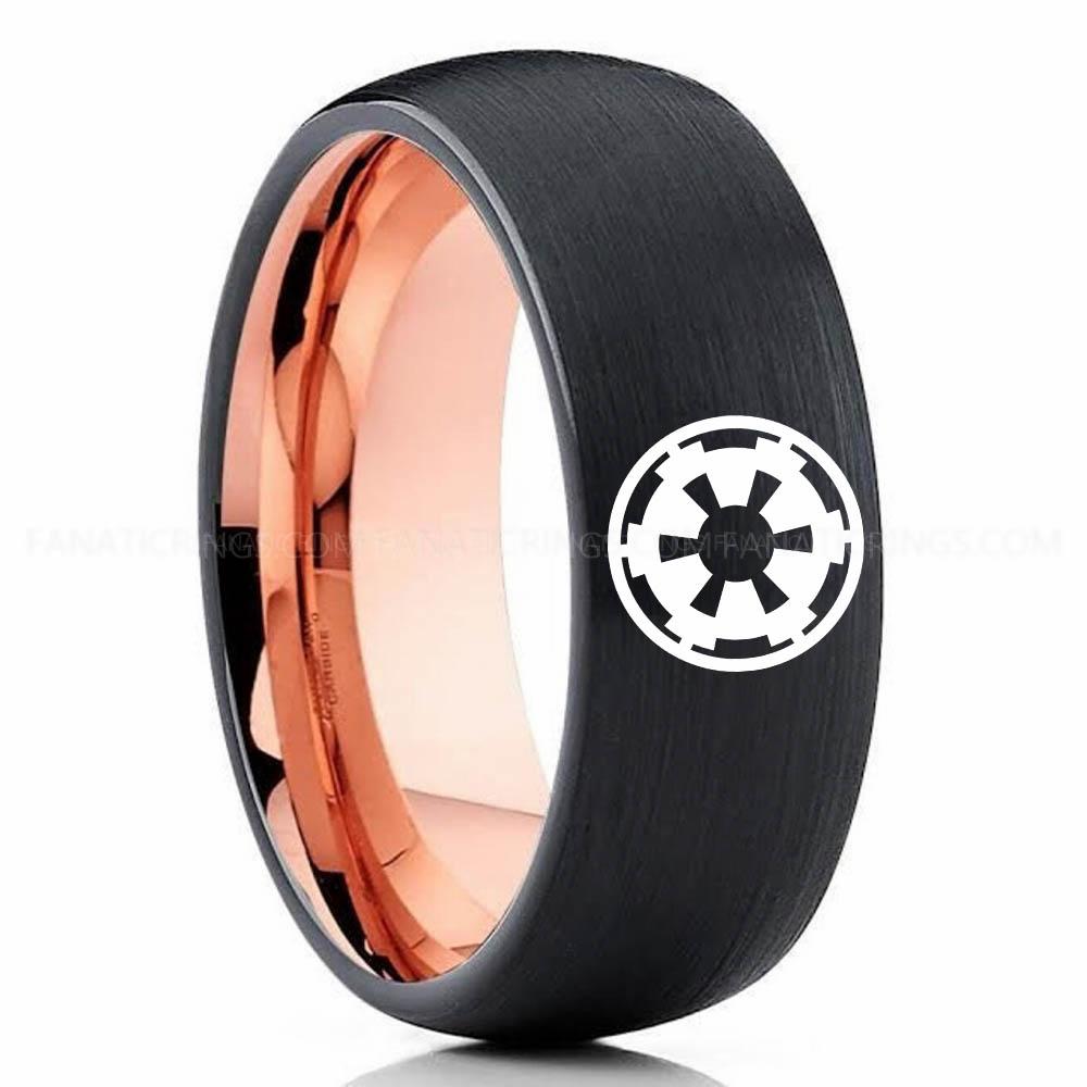 Star Wars 1 Black Pink 2 Galactic Empire Ring, Star Wars Ring, Star Wars Wedding Band, Star Wars Wedding Ring - Image 1