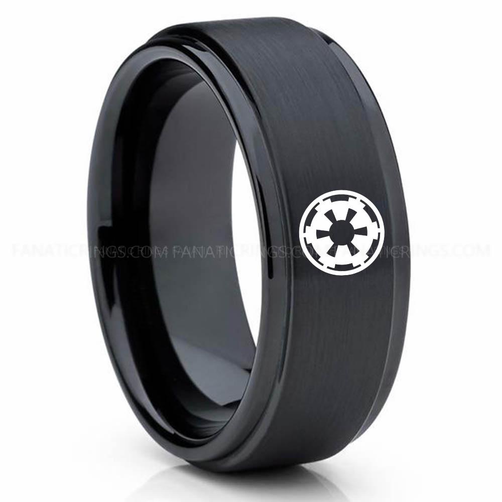 Star Wars 1 Black_ Galactic Empire Ring, Star Wars Ring, Star Wars Wedding Band, Star Wars Wedding Ring - Image 1